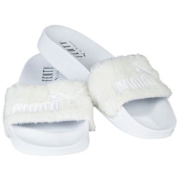 Fenty Faux Fur Leadcat White Slides - Size 10.5 - Picture 6 of 12